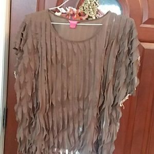 Textured short sleeve blouse